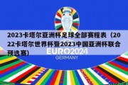 2023卡塔尔亚洲杯足球全部赛程表（2022卡塔尔世界杯暨2023中国亚洲杯联合预选赛）